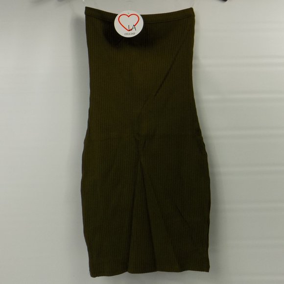 LoveLA Sara Tube Top Halter Dress Olive Green - Picture 4 of 8